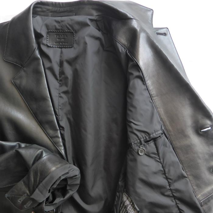 PRADA（プラダ） （PRADA）レザー テーラード ジャケット 3つボタン