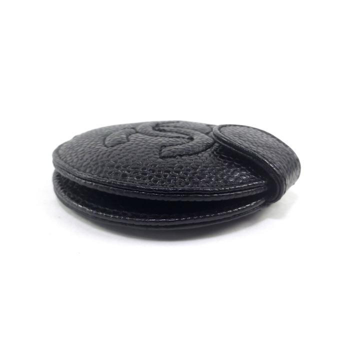 CHANEL（シャネル） キャビアスキン コンパクト ミラー 手鏡 ブラック