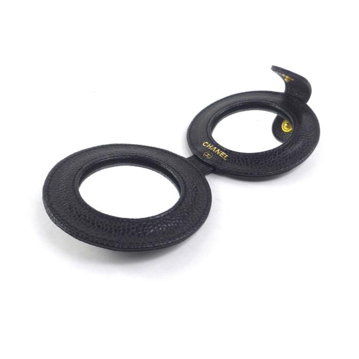 CHANEL（シャネル） キャビアスキン コンパクト ミラー 手鏡 ブラック