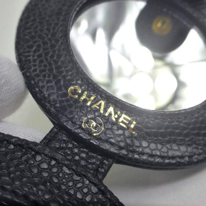 CHANEL（シャネル） キャビアスキン コンパクト ミラー 手鏡 ブラック