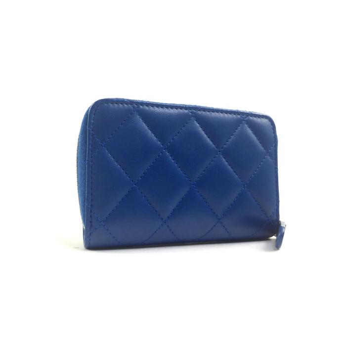 シャネル （CHANEL） ラムスキン マトラッセ ジップ コインパース カードケース 小銭入れ A69271 ブルー（美品）中古｜reine-web｜02