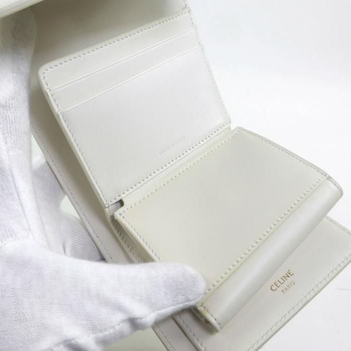 セリーヌ　三つ折り 財布 コンパクト ホワイト CELINE [新品/正規ラッピング済] セリーヌ 財布 ミニ 三つ折り