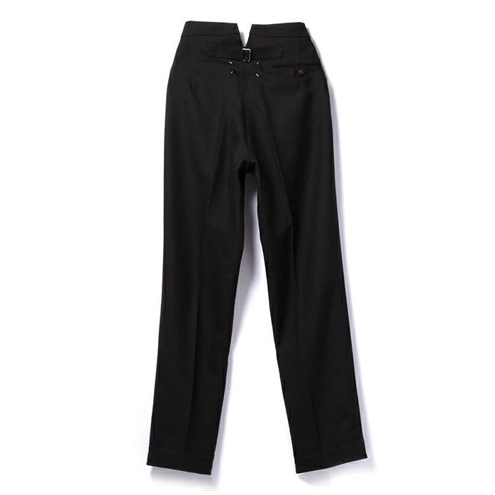 メゾン マルジェラ （Maison Margiela） 4ステッチ ヘリンボーンウール プリーツ トラウザーズ SI0KA0005 42 ブラック ウェア（新品）_1