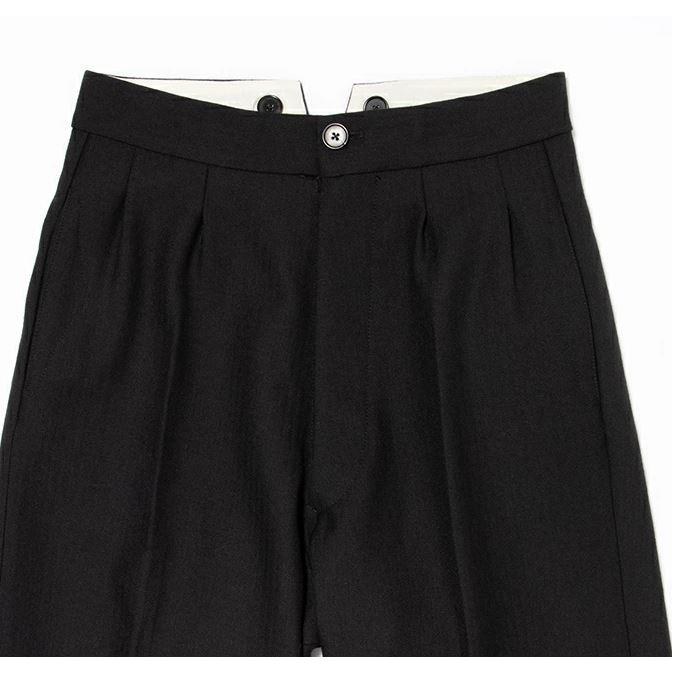 メゾン マルジェラ （Maison Margiela） 4ステッチ ヘリンボーンウール プリーツ トラウザーズ SI0KA0005 42 ブラック ウェア（新品）_2