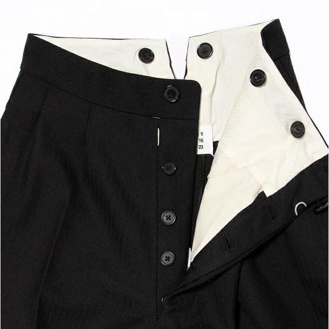 メゾン マルジェラ （Maison Margiela） 4ステッチ ヘリンボーンウール プリーツ トラウザーズ SI0KA0005 42 ブラック ウェア（新品）_3