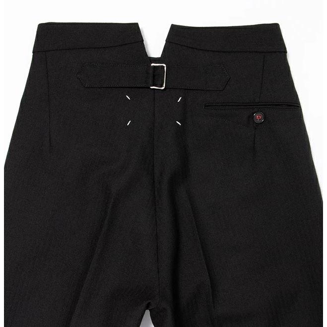 メゾン マルジェラ （Maison Margiela） 4ステッチ ヘリンボーンウール プリーツ トラウザーズ SI0KA0005 42 ブラック ウェア（新品）_4