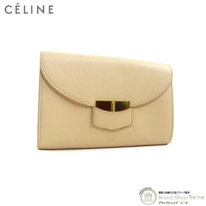 CELINE セリーヌ 二つ折り財布 二つ折り財布 ベージュ系 カーフ（牛革 