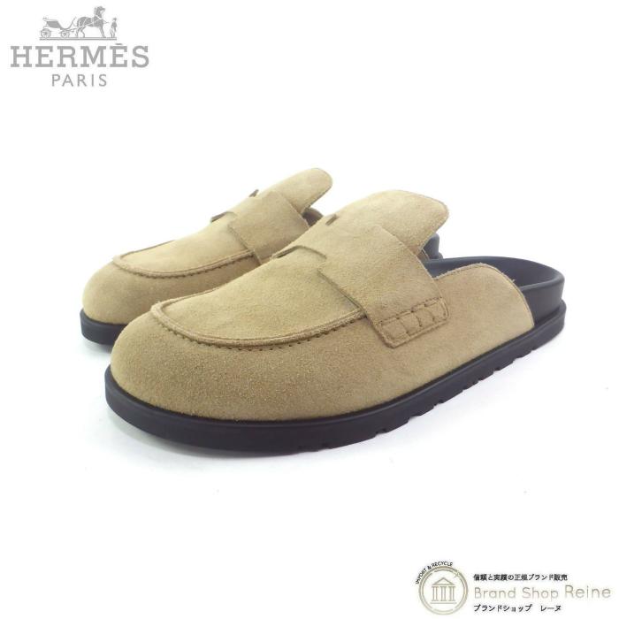 HERMES エルメス （HERMES） ヴォー・ヴェロア ミュール ゴー フラット 