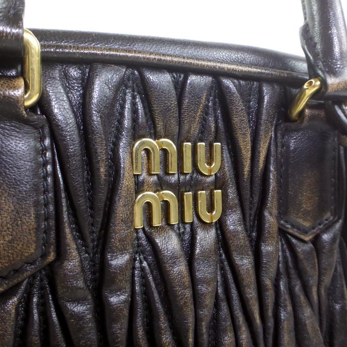 ミュウミュウ （MIUMIU） アルカディ ヴィンテージ加工 レザー ハンド ショルダー バッグ ダークブラウン系（新品同様）中古｜reine-web｜04