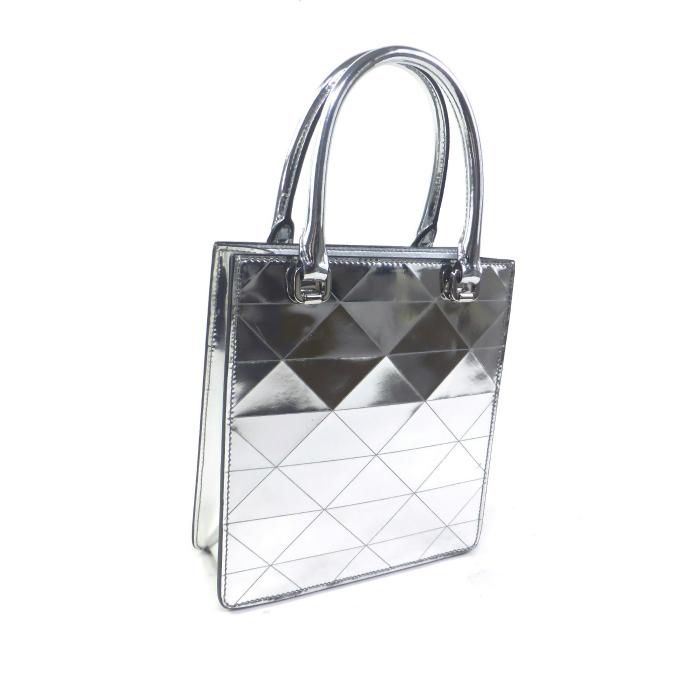 プラダ （PRADA） メタリックシンボル ブラッシュドレザー ミニトート 2way ショルダー ハンド バッグ 1BA331 ARGENTO（中古）｜reine-web｜02