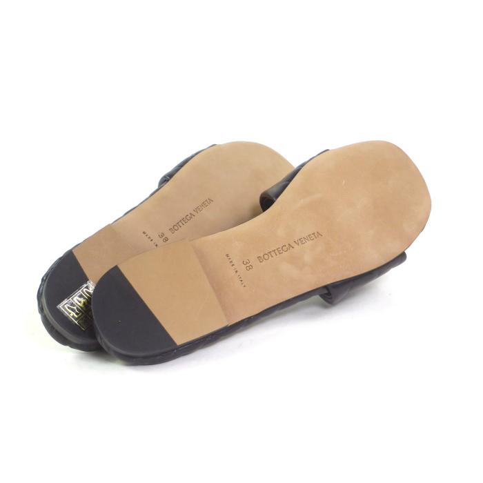 ボッテガ ヴェネタ （BOTTEGA VENETA） エイミー フラットミュール サンダル 778163 ＃37 ブラック（新品）の画像