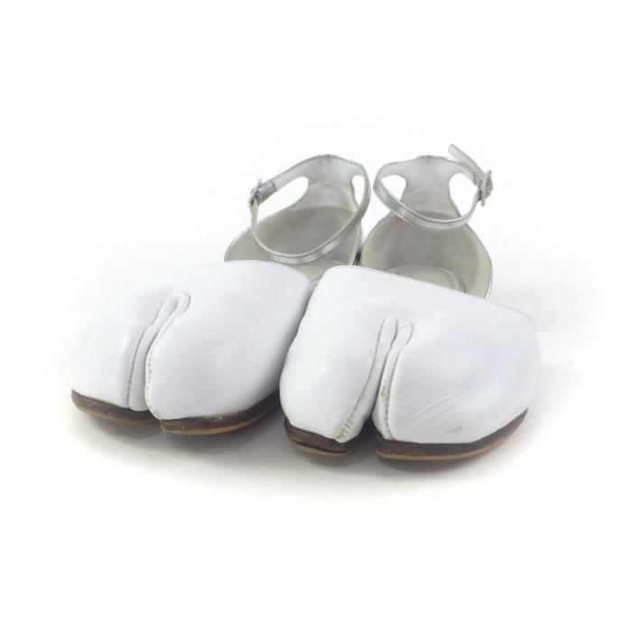 メゾン マルジェラ （Maison Margiela） Tabi タビ 足袋 サンダル アンクルストラップ レザー S58WZ0017 ホワイト×シルバー #36（中古）_1