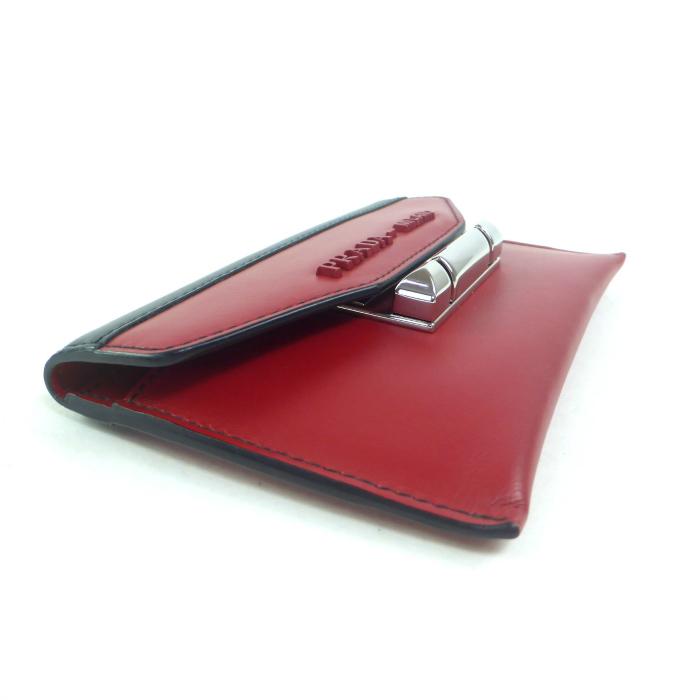 【近年モデル】PRADA プラダ フラグメントケース　カードケース レザー　赤系 近年モデル】PRADA プラダ フラグメントケース カードケース レザー 赤