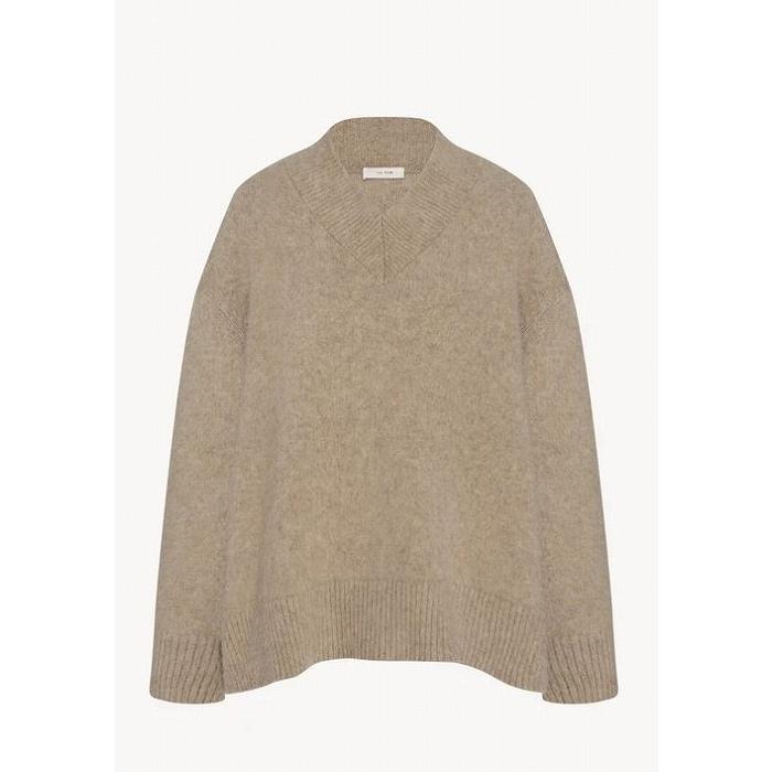 THE ROW ザ ロウ ディープVネック ニットセーター ベージュ S THE ROW（ザ ロウ） Fayette Top カシミア Vネック ニット セーター