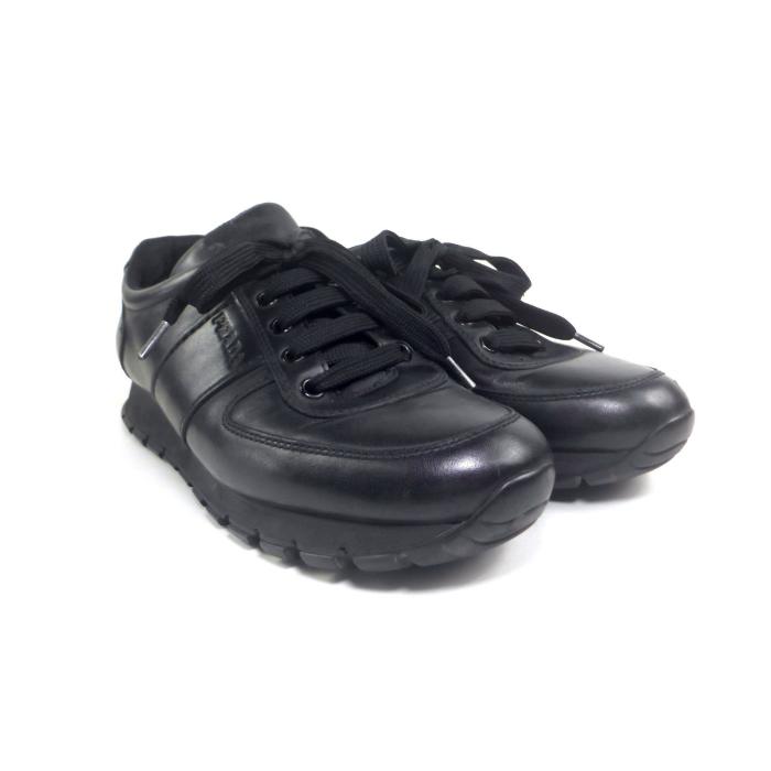 ☆美品 PRADA プラダ スポーツ ローカット レザー スニーカー ブラック PRADA SPORT プラダスポーツ ナイロン レザー ローカット