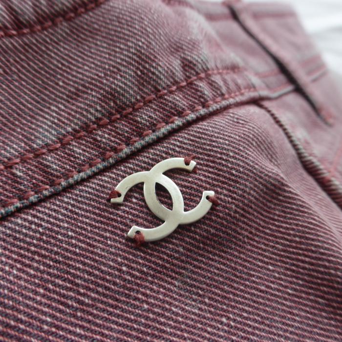 CHANEL シャネル ココボタン ラップ スカート 34 CHANEL（シャネル） デニム ラップ スカート コットン ココマーク 34