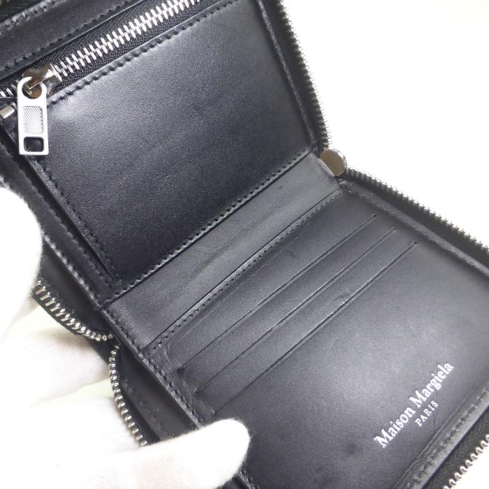 メゾン マルジェラ （Maison Margiela） レザー ラウンドジップ 二つ折り 財布 札入れ S55UI0197 ブラック（中古）の画像