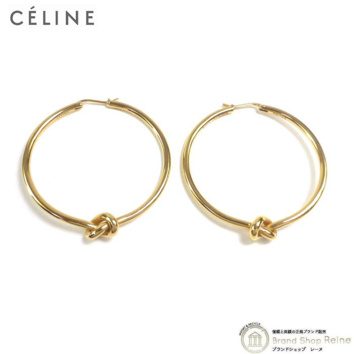 CELINE（セリーヌ） ノット ラージ フープ ピアス GP ゴールド（新品