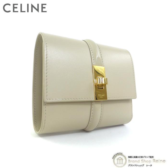 セリーヌ （CELINE） スモールウォレット 16 セーズ コンパクト 三つ折り 財布 10F52 グレージュ系（美品）中古 | 16（CELINE）
