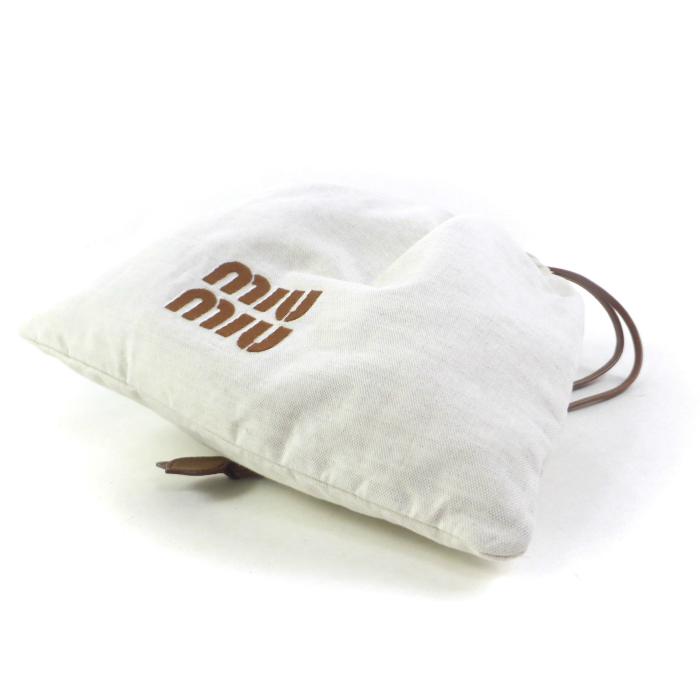 miu ミュウミュウ （MIUMIU） キャンバス×レザー 巾着 ポーチ