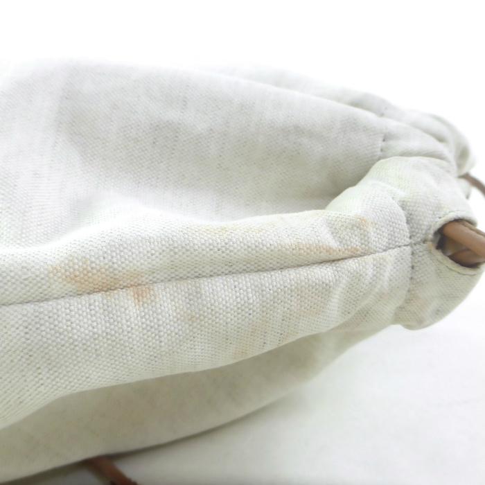 miu miu（ミュウミュウ） キャンバス×レザー 巾着 ポーチ ミニバッグ