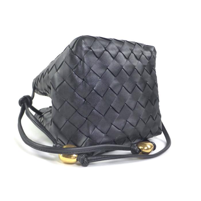 BOTTEGAVENETA ボッテガヴェネタ イントレチャート スモール バケット バッグ ショルダーバッグ 717432 レザー ブラック  レディース【中古】 BOTTEGA VENETA（ボッテガ・ヴェネタ） ボッテガ ヴェネタ スモール