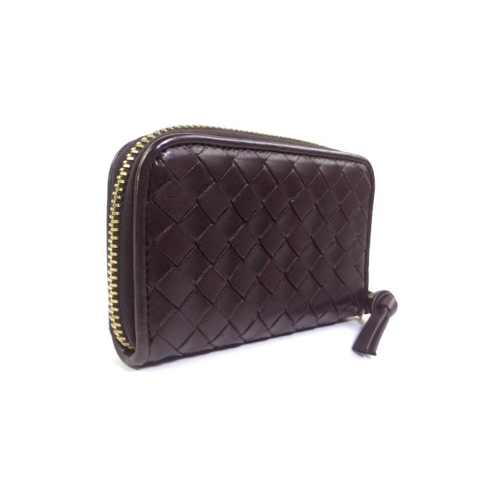 [美品]ボッテガヴェネタイントレチャート ファスナー付きコインパース BOTTEGA VENETA ボッテガヴェネタ イントレチャート ファスナー