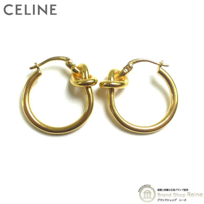 CELINE ゴールド ノットデザイン フープピアス