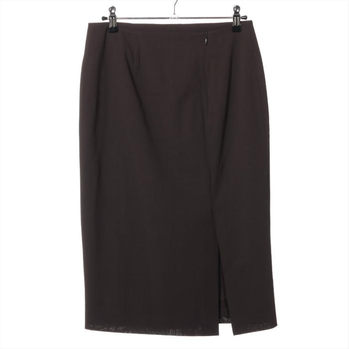 エルメス　スカート　34 HERMES エルメス （HERMES） ウール スカート ＃34 ブラウン