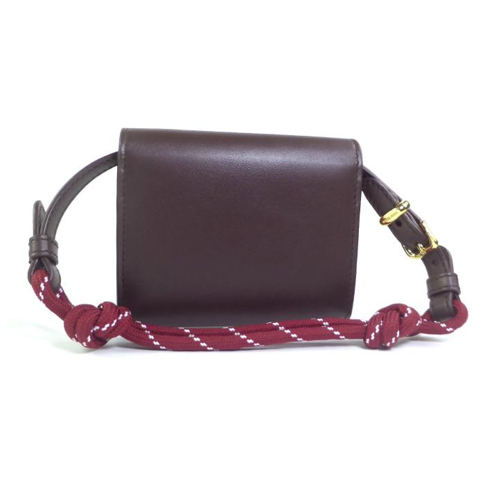 ミュウミュウ （MIUMIU） レザー 二つ折り ショルダー財布 5MT024 ブラウン×ワインレッド（新品）の画像