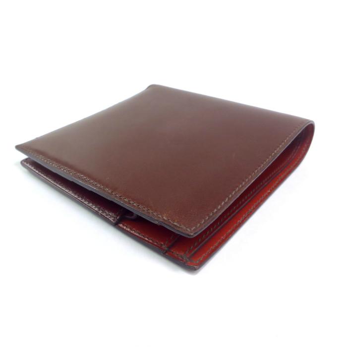 エルメス （HERMES） ボックスカーフ □A刻 二つ折り 財布 ブラウン×ボルドー×バーミリオン ヴィンテージ メンズ（中古）の画像