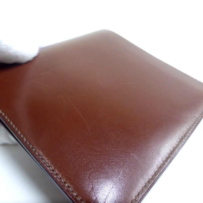エルメス （HERMES） ボックスカーフ □A刻 二つ折り 財布 ブラウン×ボルドー×バーミリオン ヴィンテージ メンズ（中古）の画像