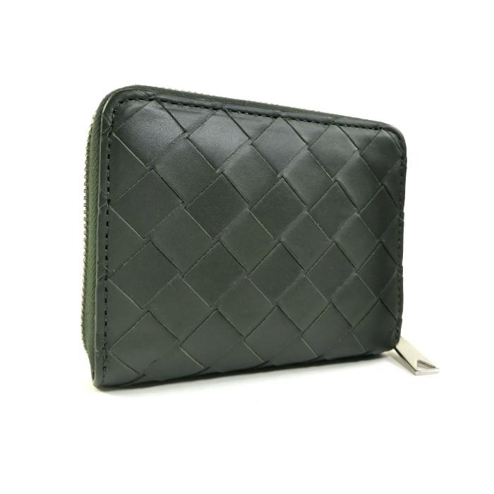 良品◇現行 ボッテガヴェネタ グリーン コンパクトウォレット 二つ折り BOTTEGA VENETA（ボッテガ・ヴェネタ） ボッテガ ヴェネタ イントレ
