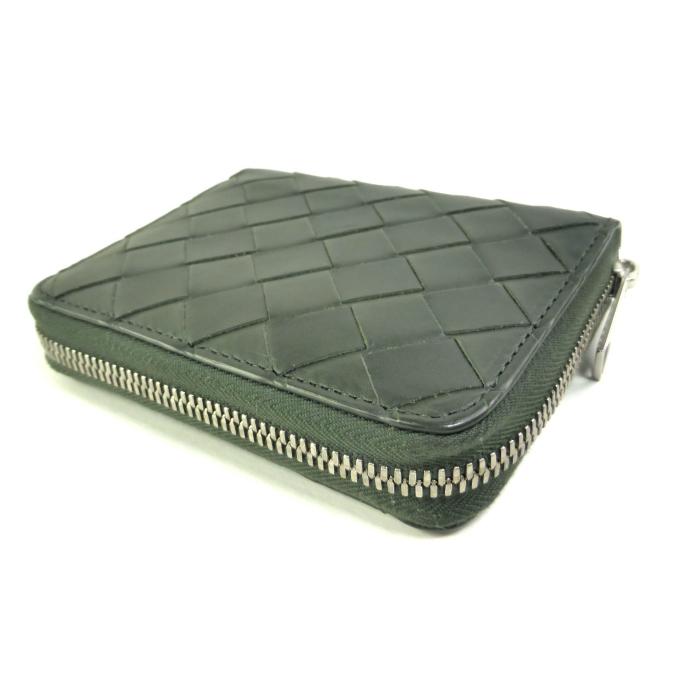 BOTTEGA VENETA　2つ折り財布　グリーン　イントレチャート ボッテガヴェネタ BOTTEGA VENETA 財布 二つ折り財布 折りたたみ