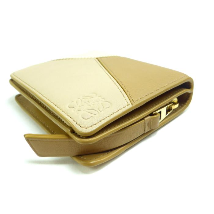 ロエベ パズル レザー コンパクトウォレット ベージュ パズル スリム コンパクト ウォレット（サプルグレインカーフ