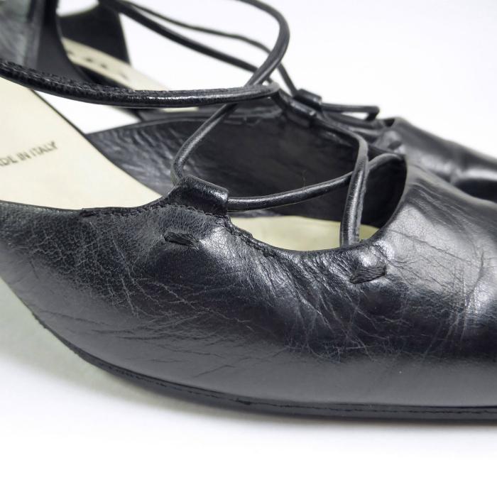 PRADA プラダ スクエアトゥ パンプス アンクル ストラップ サイズ40 黒 PRADA（プラダ） レザー ストラップ パンプス スクエアトゥ シューズ