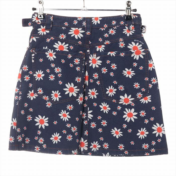miu miu（ミュウミュウ） コットン 花柄 ミニスカート 36 MG1372