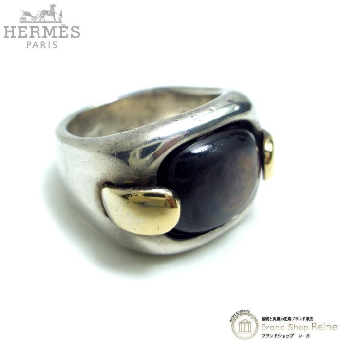 HERMES（エルメス） ストーン コンビリング 指輪 Sv925 K18YG/750 ＃49