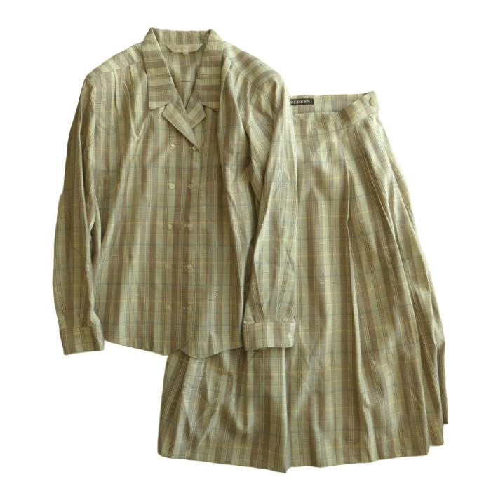 美品　バーバリーズ　セットアップスーツ　スカート　カシミア　ウール　チェック柄 BURBERRY - バーバリーズ 90s オールド ウール シルクブレンド