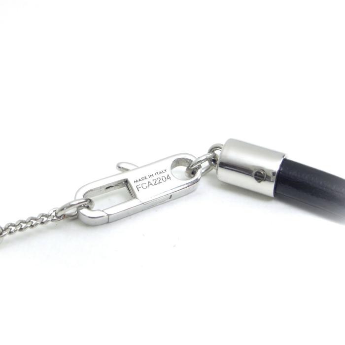 セリーヌ （CELINE） ロゴ プラン ソレイユ レザーコード ブレスレット 460ZW3BLM ブラック×シルバー（新品）の画像