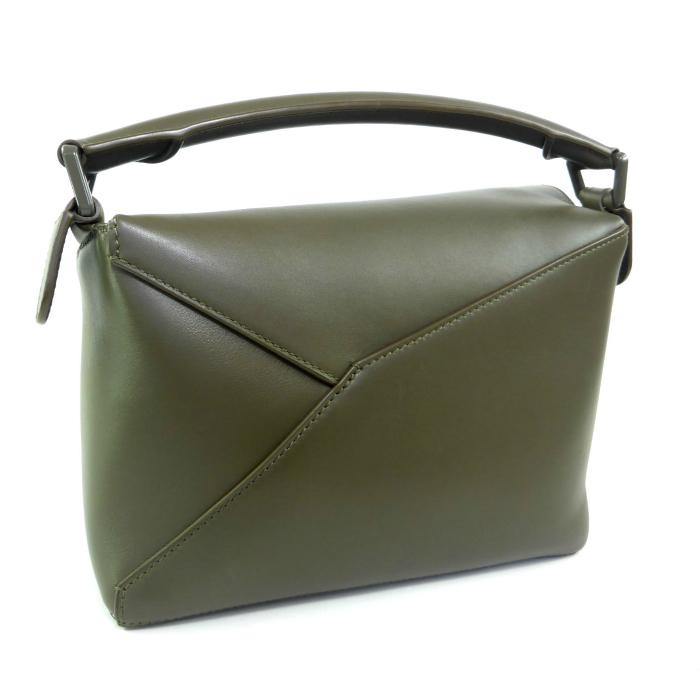 LOEWE ダークカーキグリーン レザークラッチバッグ Puzzle（LOEWE） ロエベ （LOEWE） パズルエッジ スモール アナグラム