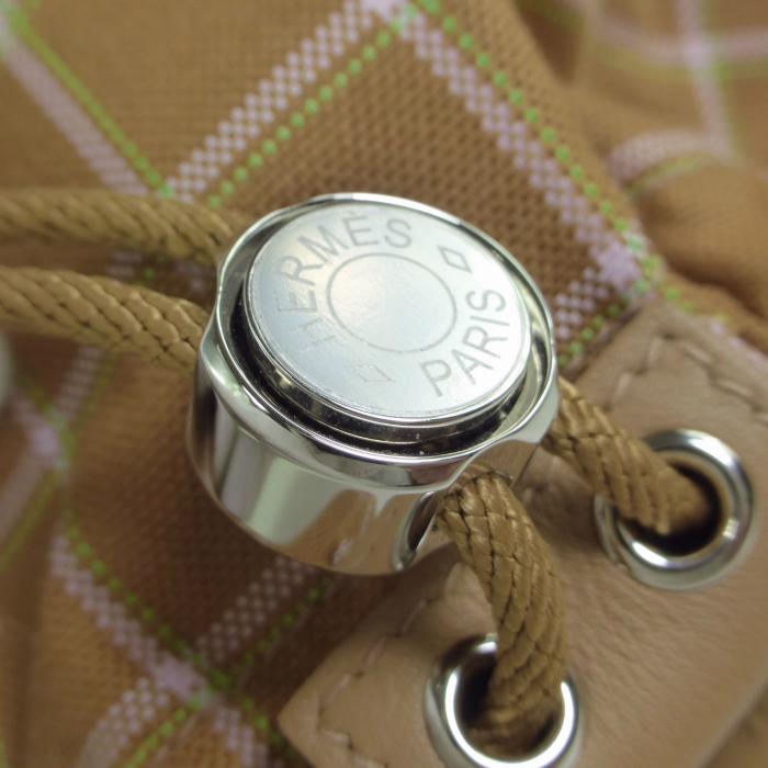 【美品】HERMES ポーチ レザー キャンバス HERMES（エルメス） トレックH ポーチ チェック タッタソール
