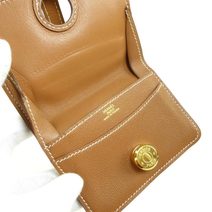 ⭐︎HERMES⭐︎ ドゴン　カードケース　ゴールド　ブラウン　名刺入れ　□L ドゴン カードケース ゴールド ブラウン[] Dogon Card Case Gold