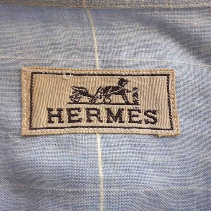HERMES（エルメス） リネン シャツ イタリアンカラー オープンカラー