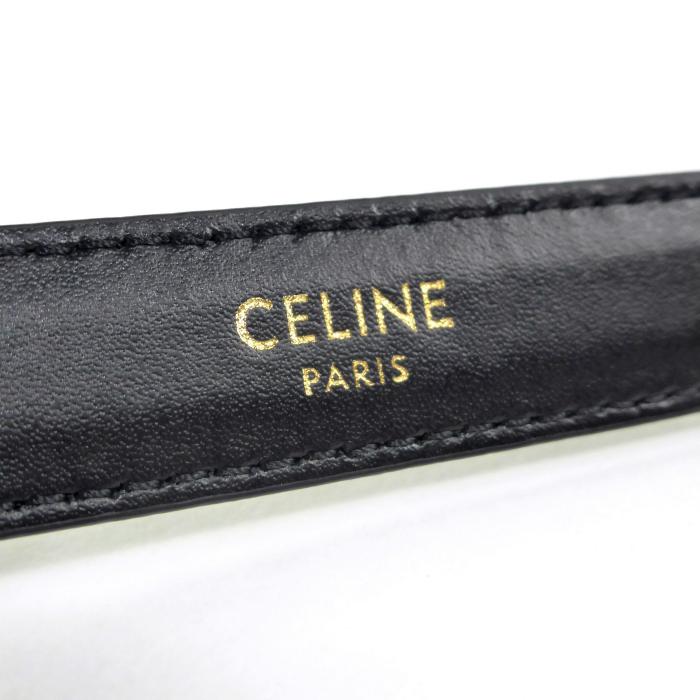 セリーヌ （CELINE） Elegant 7 UNIFORM レザー ベルト 4BAIA 3A01 ブラック×GO金具 ＃90（新品）の画像