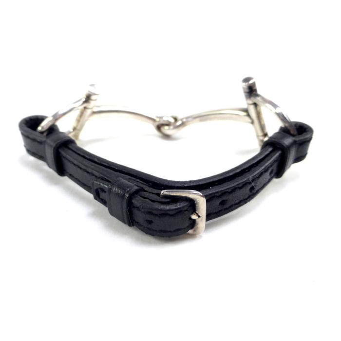 Hermes エルメス SV925 ヴィンテージ レザーブレスレット 希少 エルメス （HERMES） ホースビット Ag925×レザーベルト