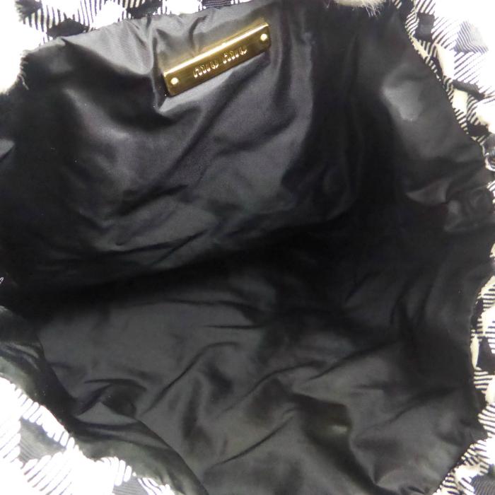 miu miu（ミュウミュウ） 巾着 ポーチ ミニバッグ 5NG005 NERO×BIANCO