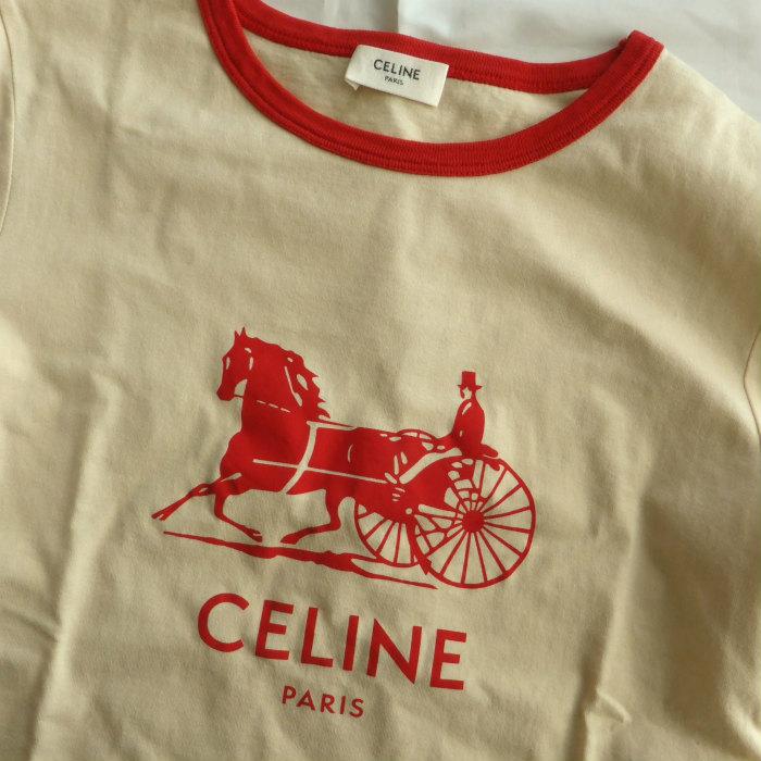 CELINE（セリーヌ） コットン リンガー Tシャツ カットソー ロゴ XS