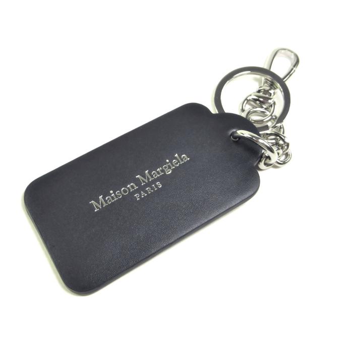 Maison Margiela ブラックレザーキーホルダー メゾンマルジェラ11 4ステッチ レザータグ キーリング ブランド