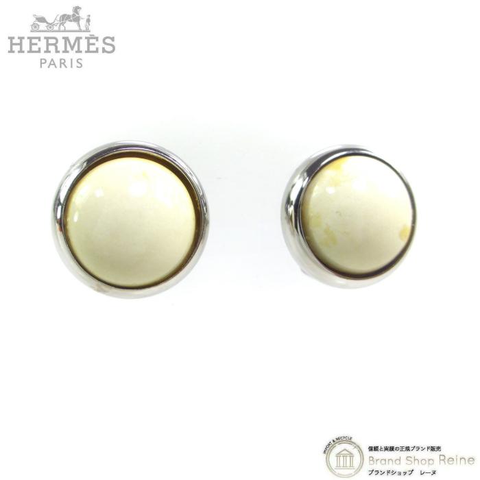 HERMES（エルメス） エクリプス ピアス ホワイトストーン メタル 両耳